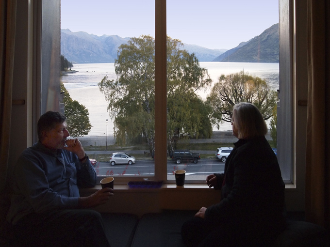 The view from our window @ Rydges Hotel overlooking Lake Wakatipu