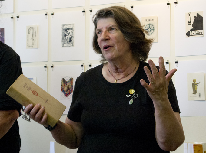 Gael Phillips talks @ 'Bookplates Unbound' launch  Photo: Doug Spowart