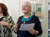 Helen Cole opens the Studio West End artists book show   Photo: Doug Spowart