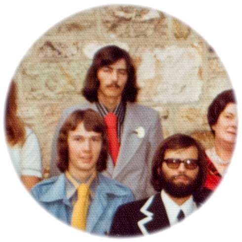 The photographer in the wedding group with brothers Garry and Peter