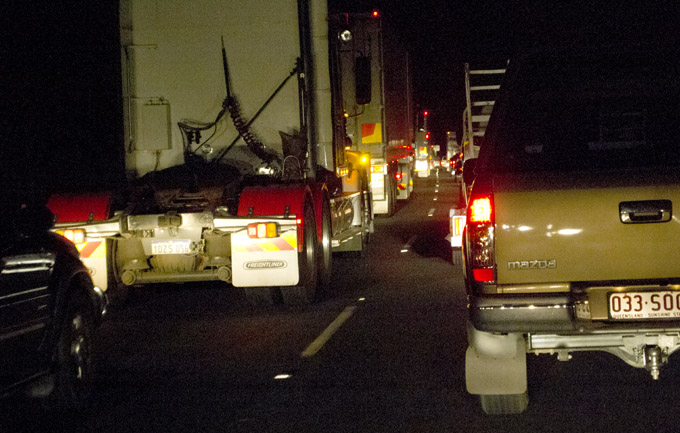 Traffic jam after truck breakdown - Toowoomba Range  Photo: Victoria Cooper