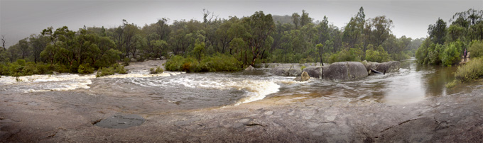 Bald Rock Creek in minor flood the next morning