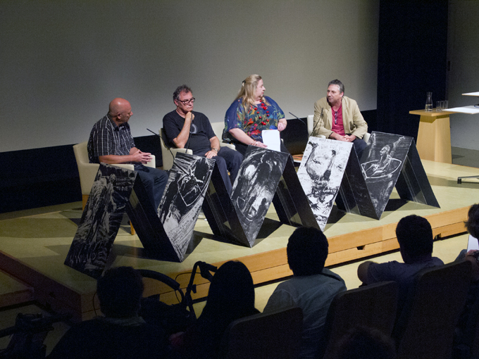 The 'Hearsay' team members discuss the project