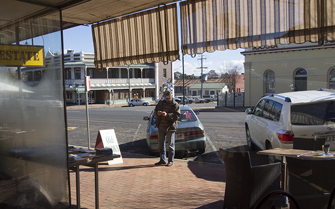 The main street of Uralla as seen from Burnett's cafe