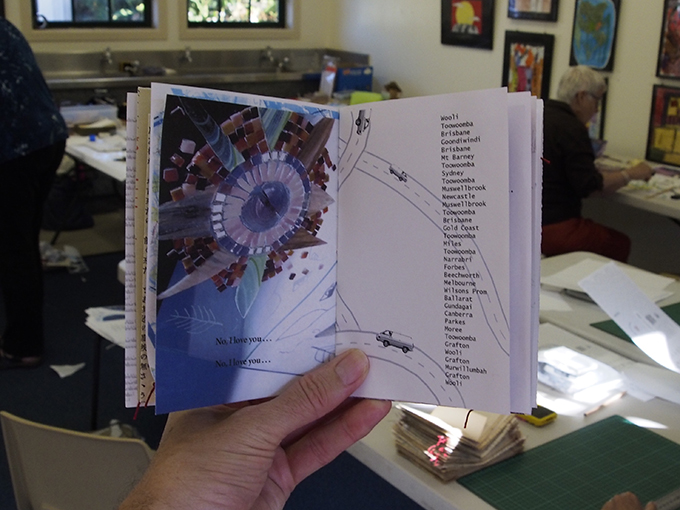 Two pages from inside the book – Artists Survey #15  NOMAD: Journeying for Art