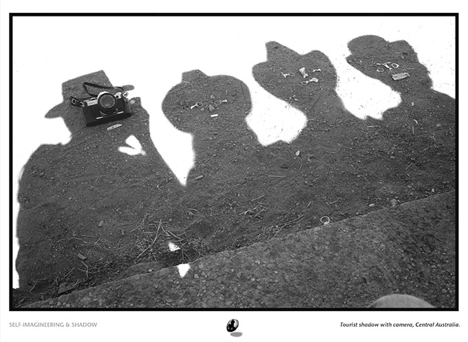 Selfie shadows with camera and ring-pulls, Alice Springs 1982