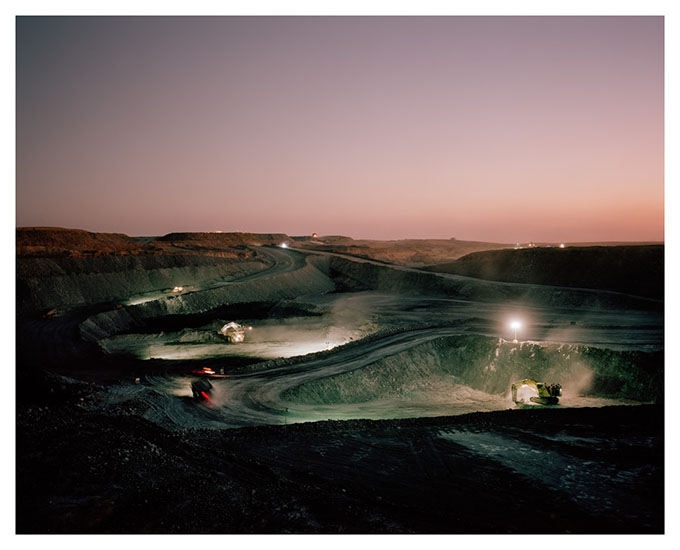 From the 'Extraction' series Coal mining in the Central Queensland region is a 24-hour operation.  The night shift begins in a Bowen Basin coal mine near Mooranbah (Moorvale).