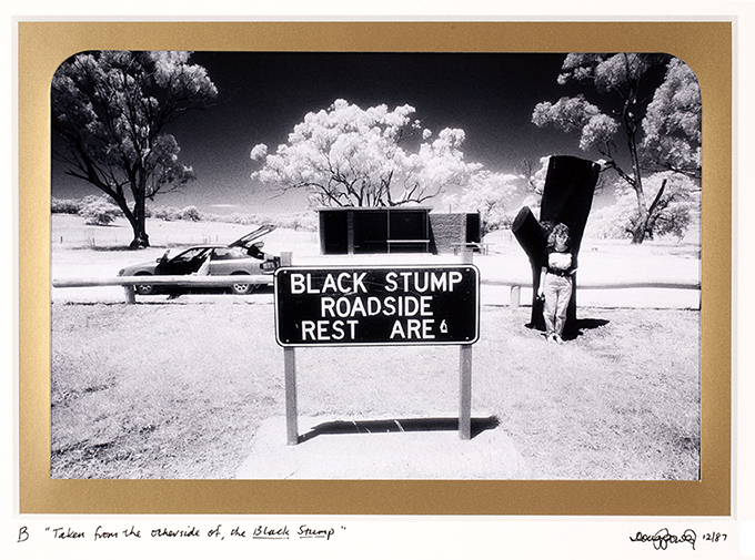 B  The Black Stump. It was once believed that the black stump was the limit of possible human habitation beyond which nothing existed but useless land and desert.  Today, it’s revered by a roadside stop featuring a Black Stump storyboard and black painted stump icon, a car park, BBQ and toilet.  And lots of people have come to live on ‘the other side’.  Near Coolah, New South Wales. 
