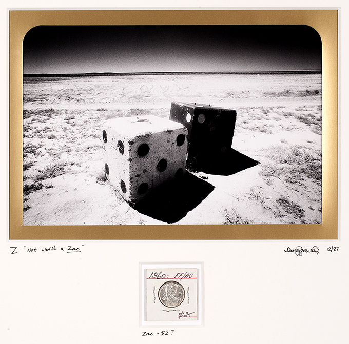 Z  Zack. The colloquial term for a pre-decimal coin with a value of 5 cents, usually associated with statements of worthless value, hence ‘not worth a zack’ – pertaining here to barren outback country. Near Yunta, South Australia.