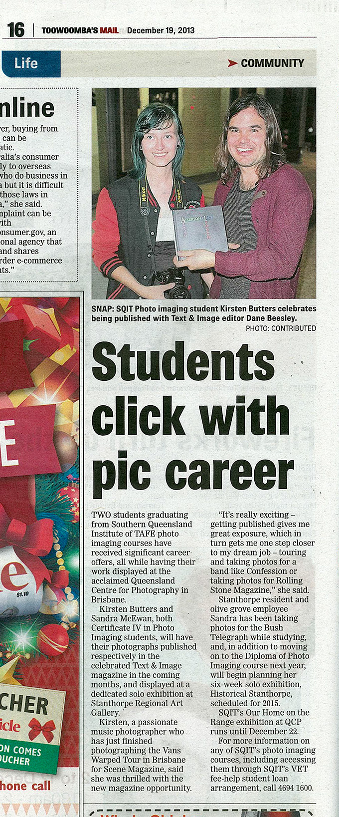 Toowoomba Chronicle Story about the exhibition