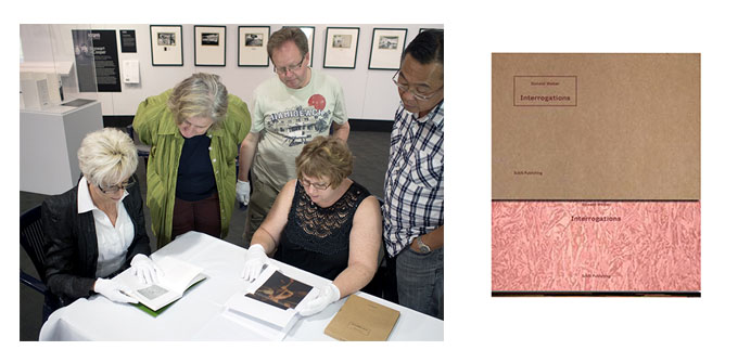 Linda Seeto, Victoria Cooper, Hardy and Alison Ahlhaus looking at Interrogations