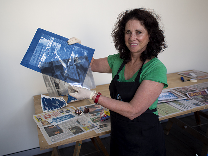 Aileen with one of her works