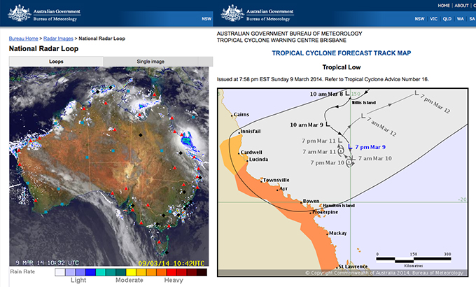 The cyclone track map