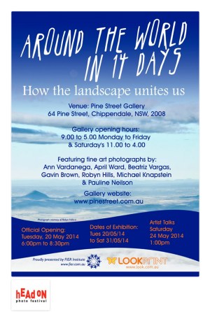 The exhibition 'Around the world in 14 days' invitation