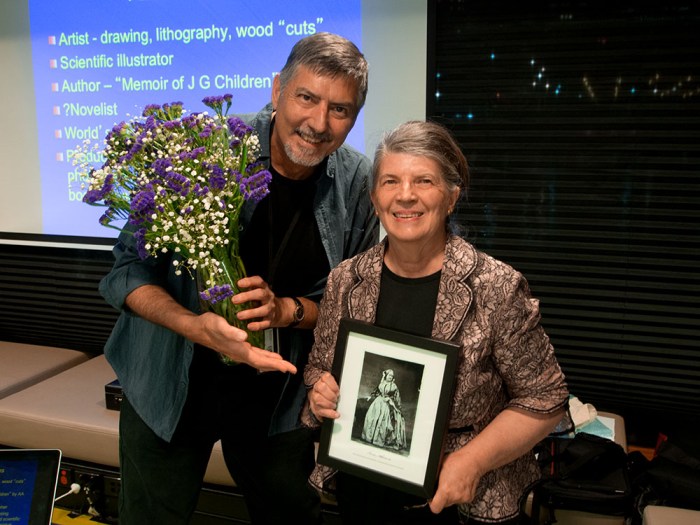 Doug makes a thankyou presentation to Gael