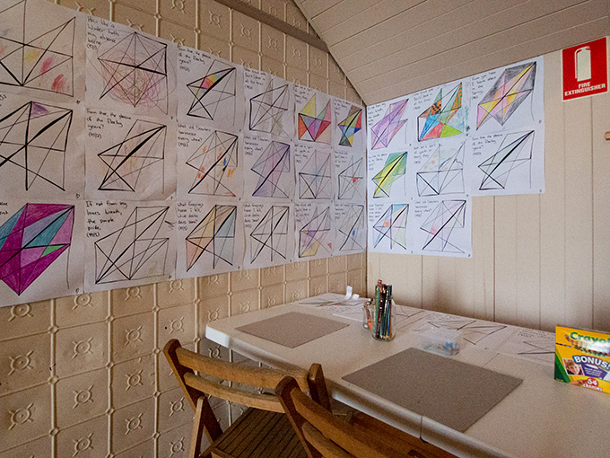 Code work done by gallery visitors on opening night