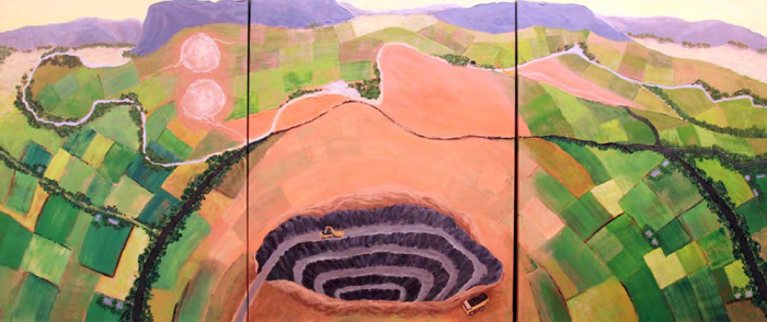 Sylvia Secomb (Mann) Synergism - Towards Regeneration I 2010 Acrylic and medium on canvas 91 x 213 cm Courtesy of the artist