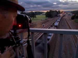 Photographing a coal train from the Bell Street bridge