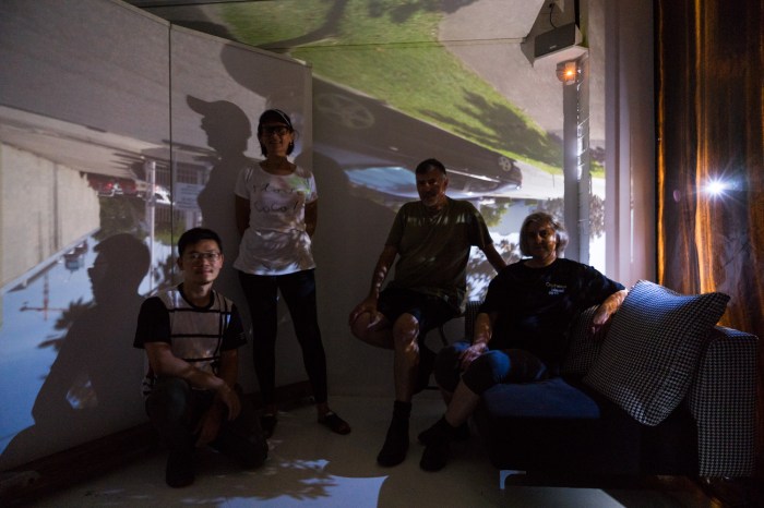 The Maud camera obscura team – Louis Lim, Doug+Vicky with Maud Director Irena Prikryl. PHOTO: Louis Lim