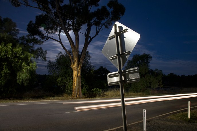 Pyrenees Highway and moon rise, Chewton