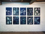 Beautiful Fruit 3-13 Tilly Wood + Linda Spowart and Tilley Wood 2019 Wet Cyanotype and gold leaf on&nbsp;cotton