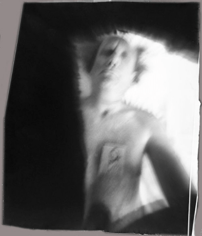 Self Portrait: Sweatshirt pinhole camera, Arles, 1996, pinhole photograph