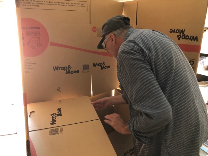 Doug juggling some boxes to remove stray light