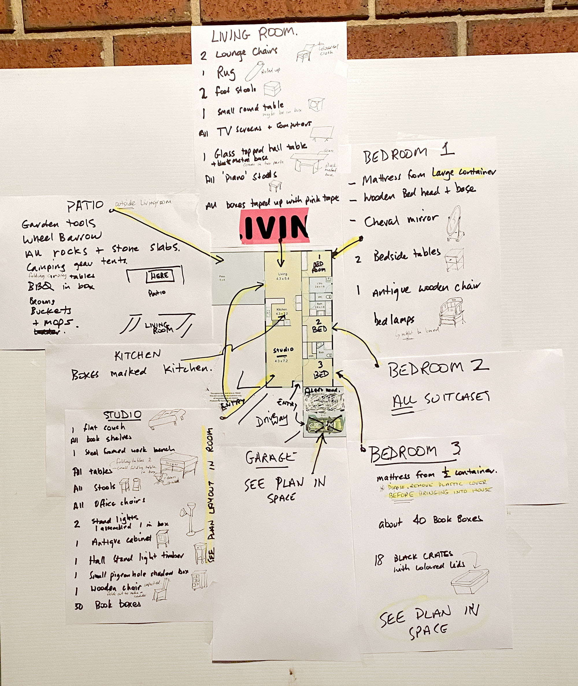 The unload plan for the removalists