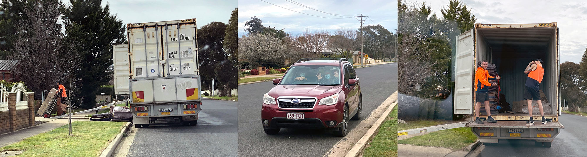 The removalists unload - we are in quarantine in the car