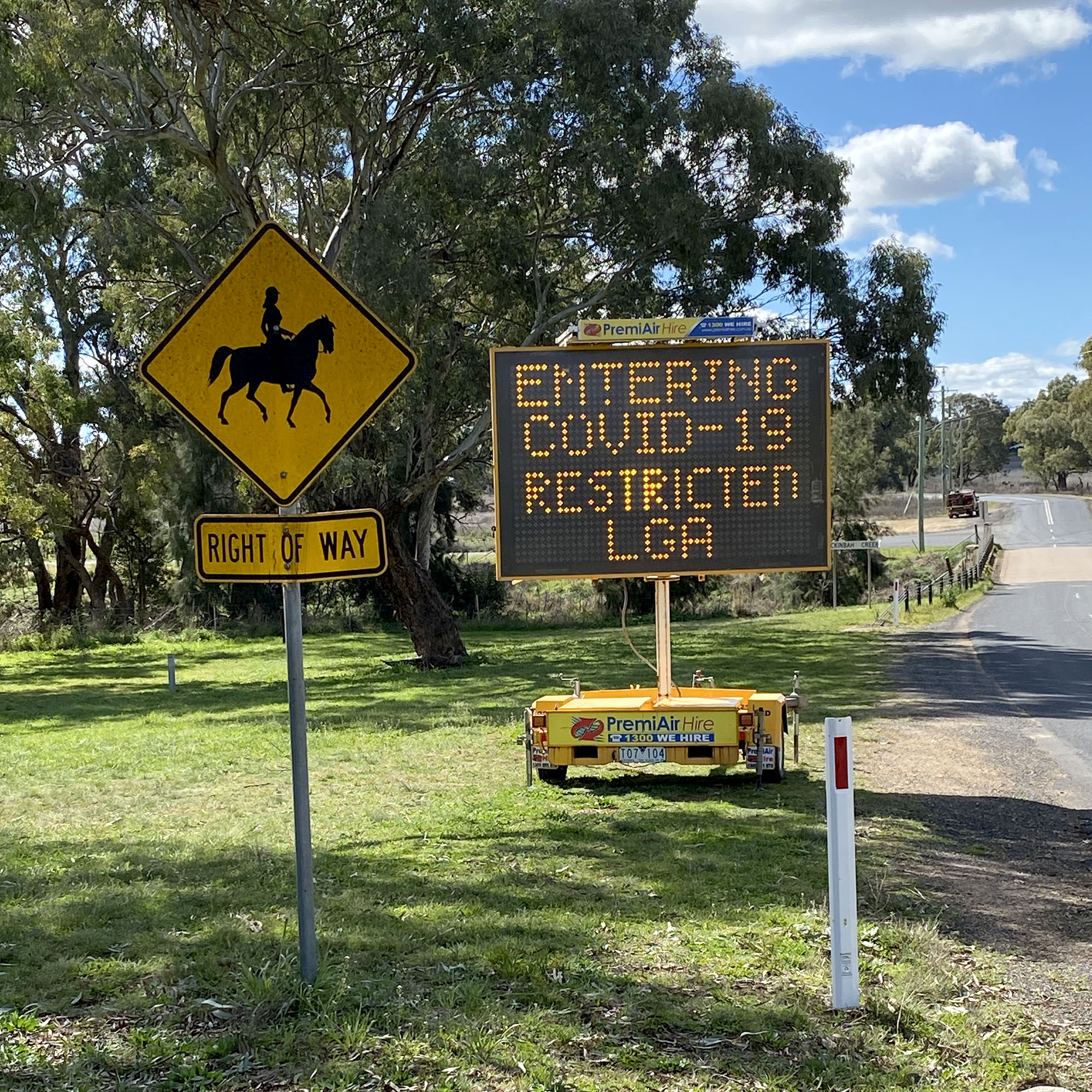 Road sign on the edge of the Covid zone