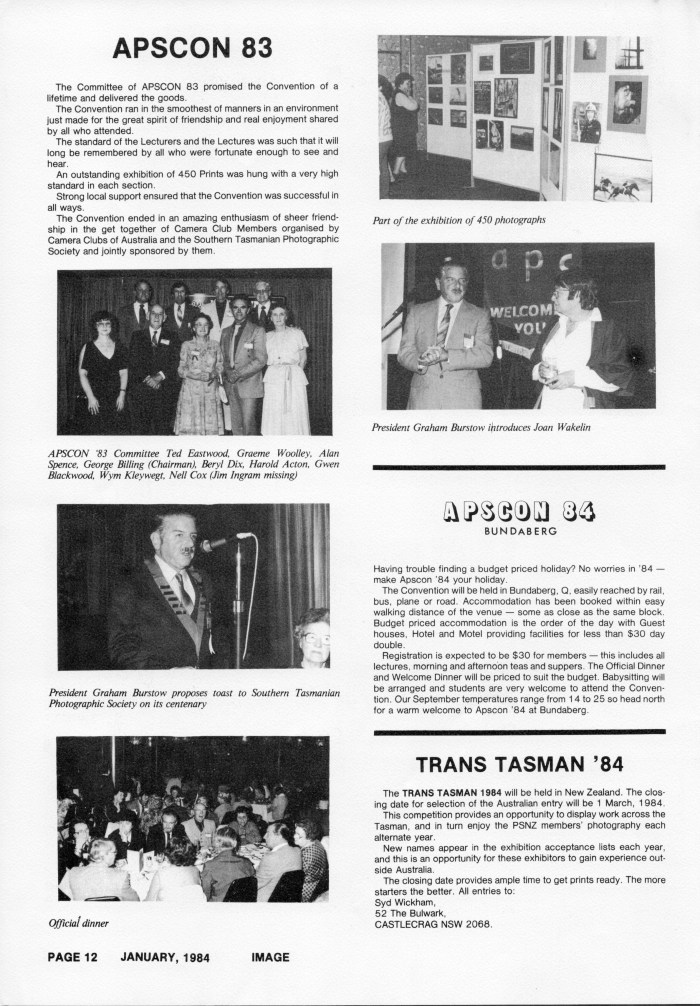 APS President Graham Burstow Image journal-Jan 84