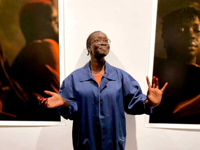 Atong Atem in her exhibition "Banksia" at the Benalla Art Gallery