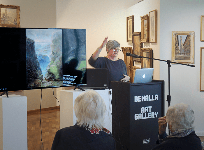 BAG Curator Brenda Wellman after her talk about 'The Ledger Collection'