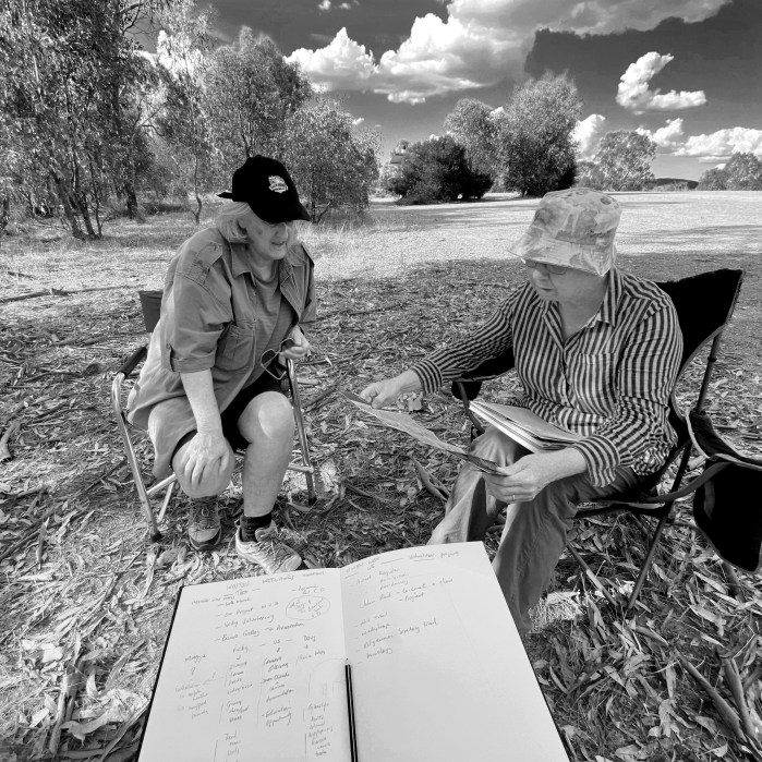 Maggie+Victoria+Doug planning the project